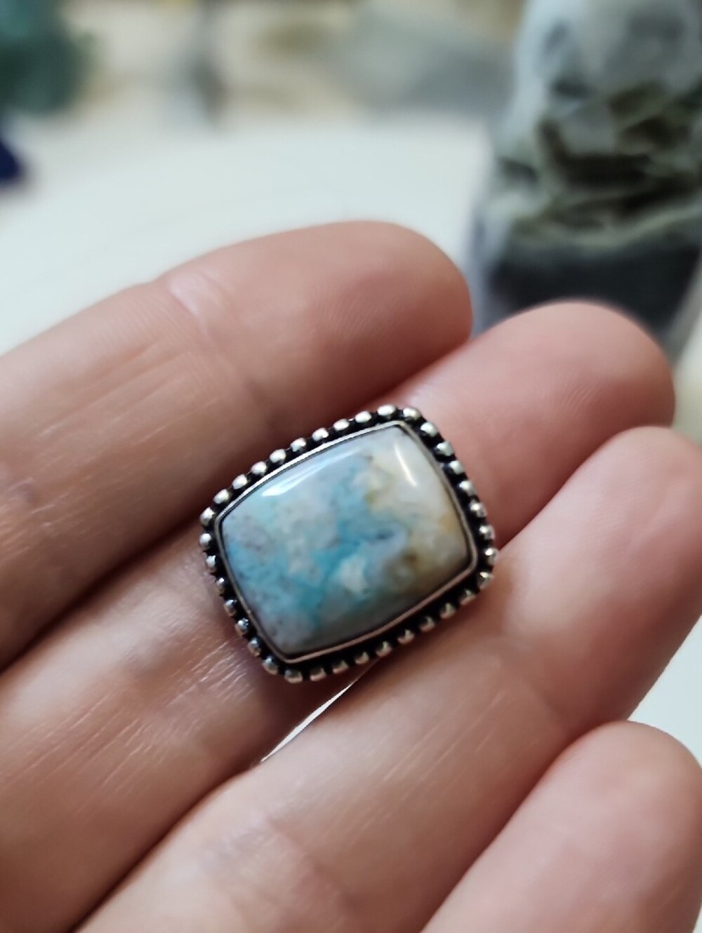 Blue/Gray Agate Ring - Picture 5 of 5